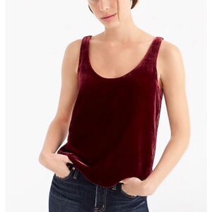 J. Crew Burgundy Velvet Tank Top Blouse Dark Red Scoop Neck Sleeveless Cami Sz 6